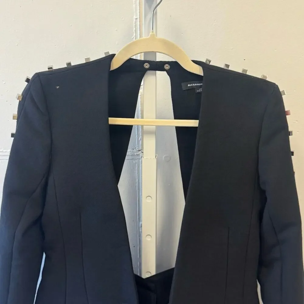 Alexander Wang Wool Blend Studded Gothic Blazer‎ Cutout Size 4 Black - Picture 3 of 13